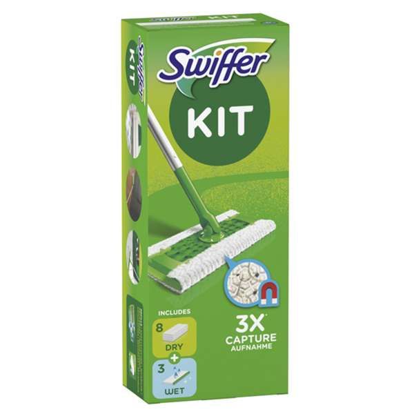 Swiffer Starter Kit con 8 Panni e 3 Umidi