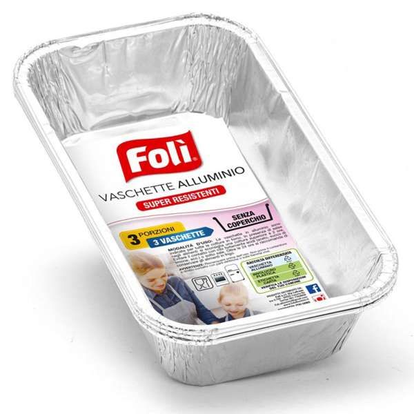 Foli Vaschette Alluminio Senza Coperchio 3 Porzioni - 3pz
