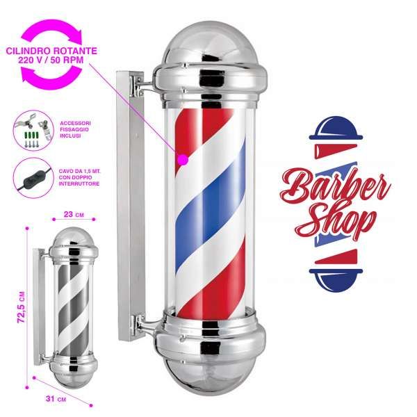 Insegna Luminosa Rotante da Barbiere - Barber Pole Vintage