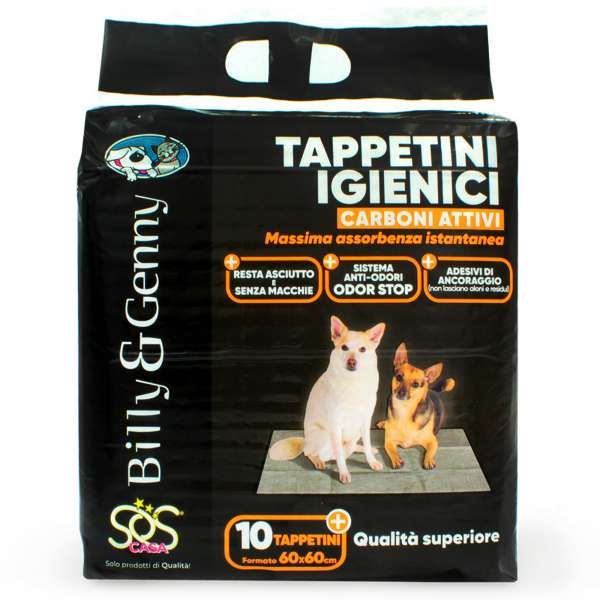 Billy e Genny Tappetini per Animali Carboni Attivi 60x60 - 10pz