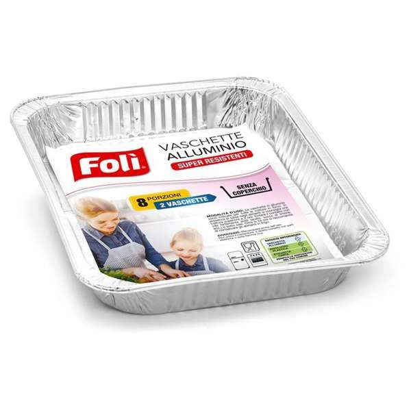 FOLI Foli Vaschette Alluminio Senza Coperchio 8 Porzioni - 2pz - MegaPrezzo