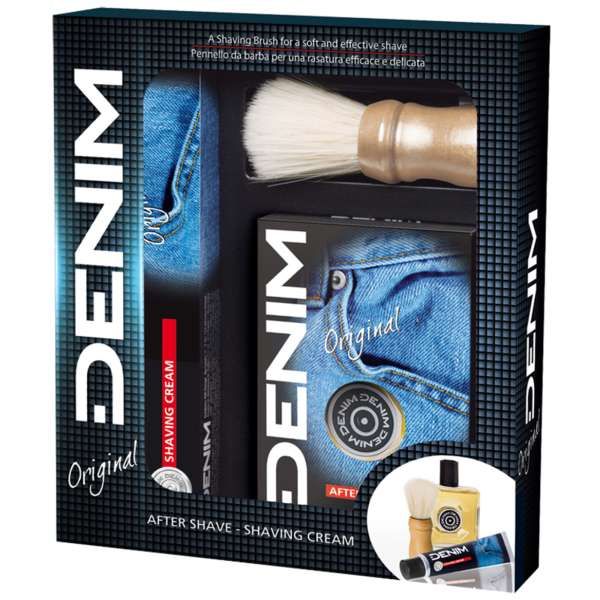Denim Original Cofanetto con Pennello Crema Barba e After Shave