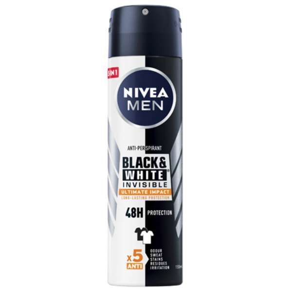 NIVEA Nivea Deodorante Spray Men Black White Invisible Ultimate - 150ml - MegaPrezzo