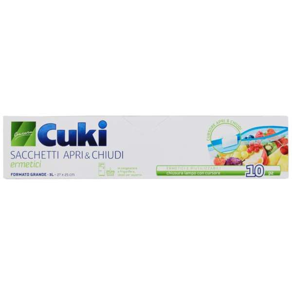 Cuki Sacchetti Apri e Chiudi con Cursore - 3lt