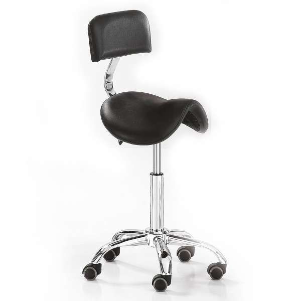 Sgabello Salon Day a Sella con Schienale - Nero