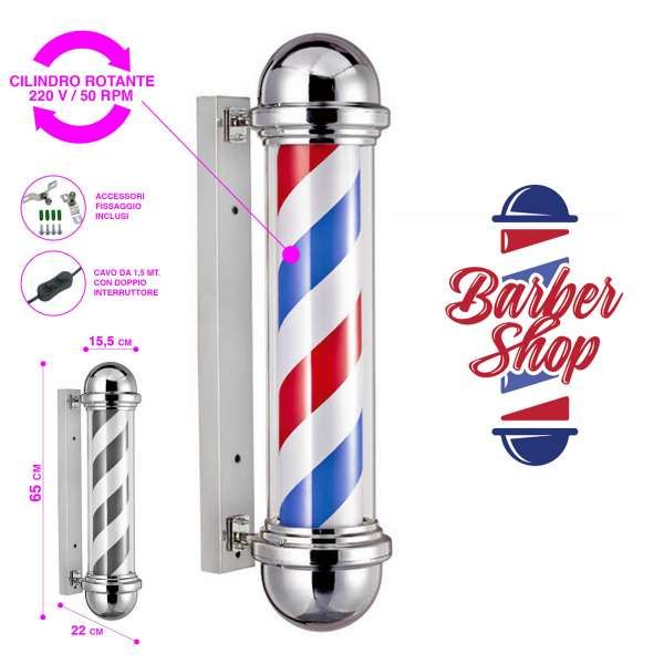 Insegna Luminosa Rotante da Barbiere - Barber Pole Small