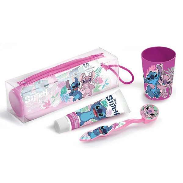 Stitch Kit Viaggio con Spazzolino Dentifricio Bicchiere