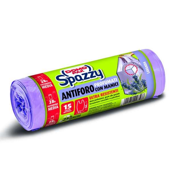 Domopak Spazzy Sacchi Pattumiera Lavanda 15pz - 28 Litri