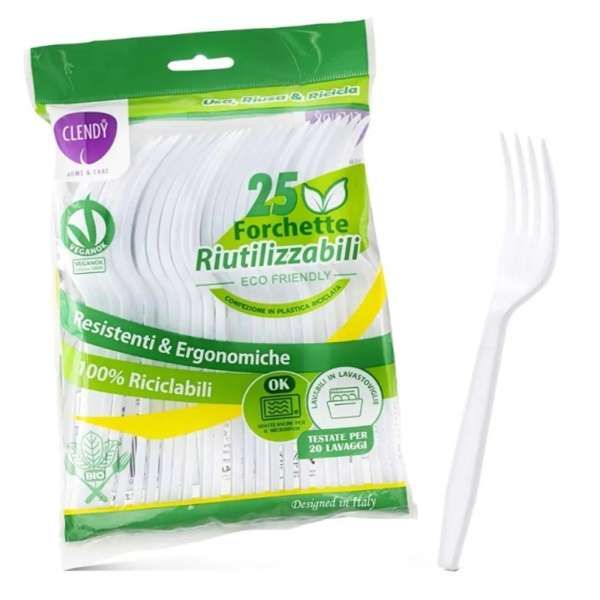 Clendy Forchette Riutilizzabili Bianche - 25pz