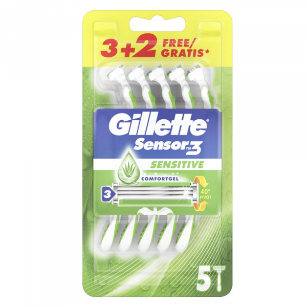 Gillette Rasoio Sensor 3 Sensitive Radi e Getta - 5pz
