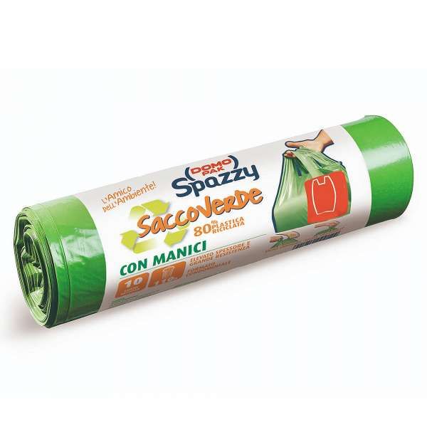 Domopak Spazzy SaccoVerde Pattumiera Manico 10pz - 110 Litri