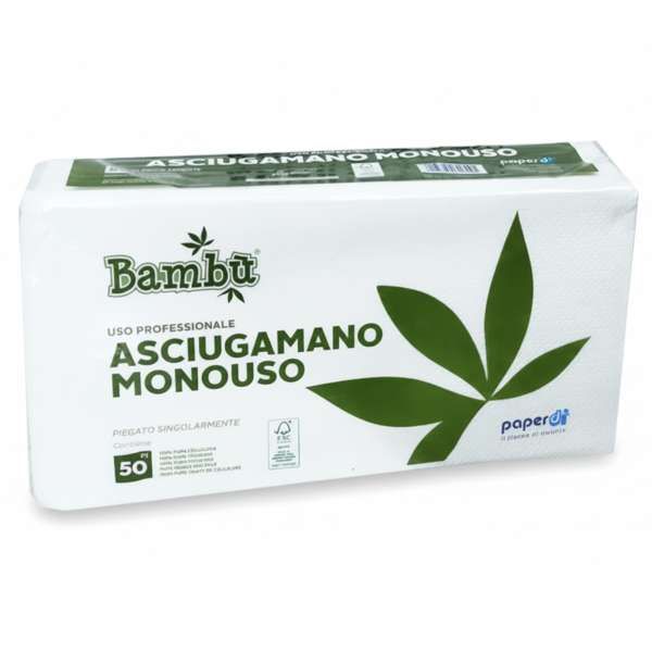 Paperdì Bambù Asciugamani Monouso Pura Cellulosa 34x68cm - 50pz