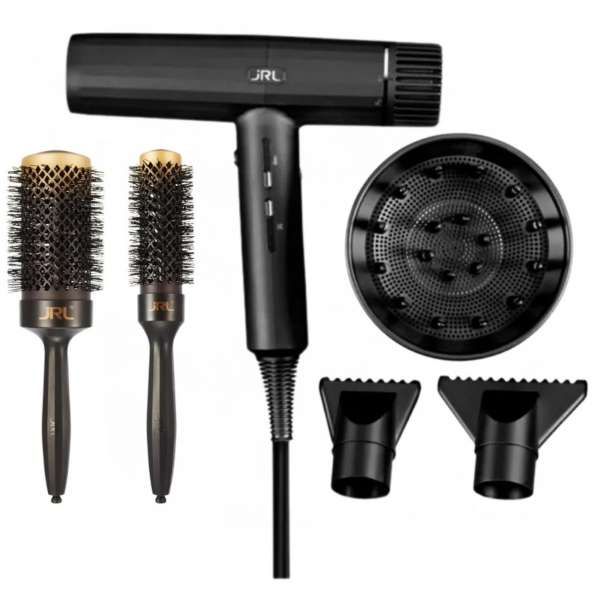 JRL Forte Pro Phon Asciugacapelli con Diffusore e Spazzole - Nero