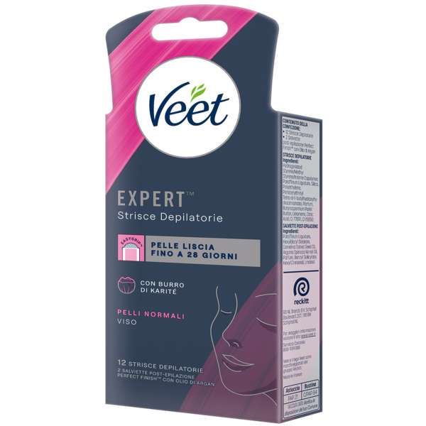 Veet Expert Strisce Depilatorie Viso Pelli Normali - 12pz
