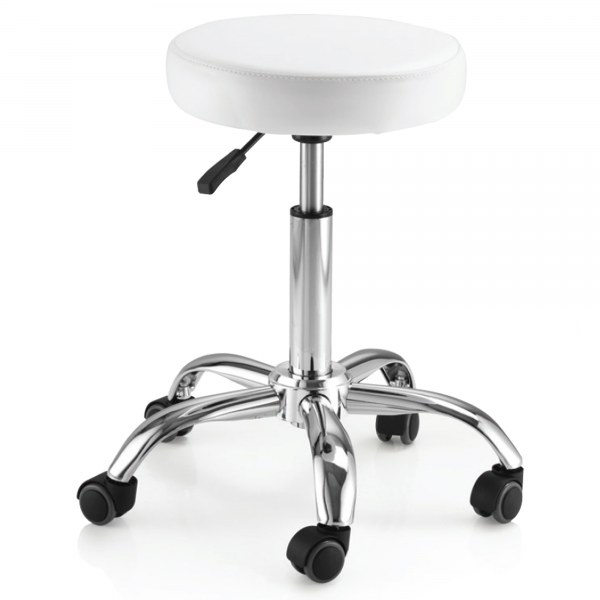 Sgabello Salon Day Seduta Tonda per Parrucchiere - Bianco