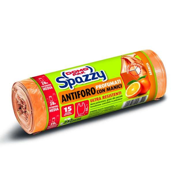 Domopak Spazzy Sacchi Pattumiera Arancia 15pz - 28 Litri