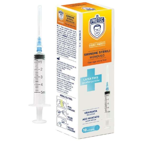Dr Protec Siringhe Sterili Monouso 5ml - 10pz