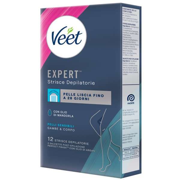 Veet Expert Strisce Depilatorie Pelli Sensibili - 12pz