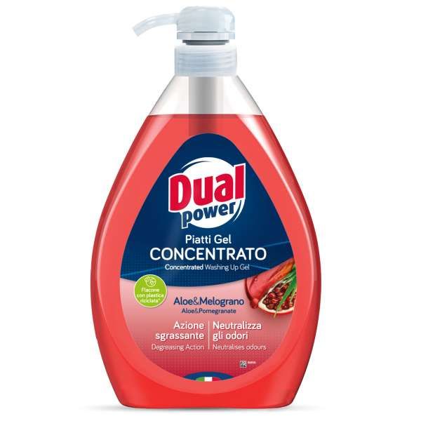 Dual Power Detersivo Piatti Gel Concentrato 1000ml - Aloe e Melograno