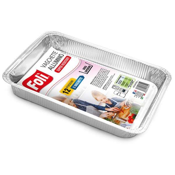 Foli Vaschette Alluminio Senza Coperchio 12 Porzioni - 2pz