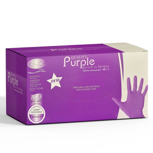 ROIAL Roial Guanti in Nitrile Non Talcati Viola 100pz - S - MegaPrezzo