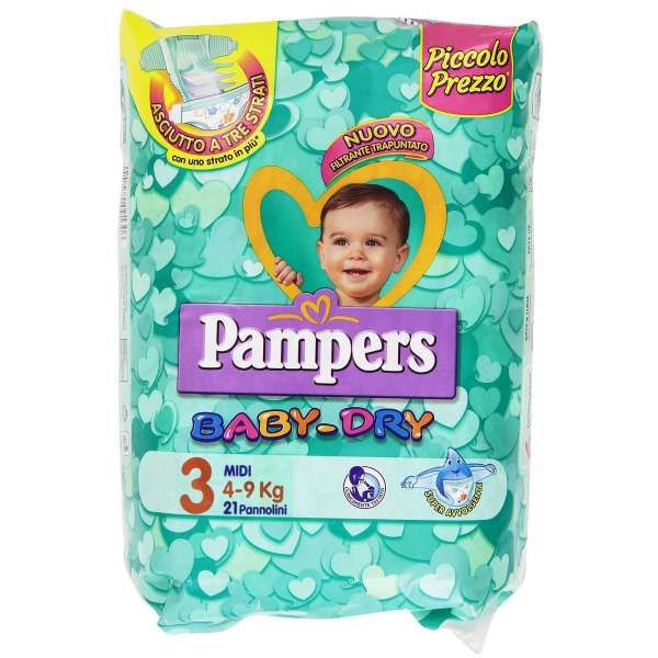 Pampers Baby Dry Pannolini 3 Midi 4-9Kg - 21pz