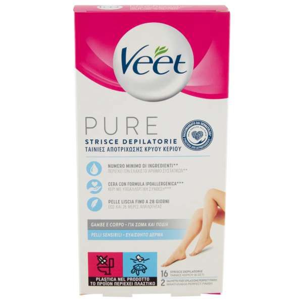 Veet Pure Strisce Depilatorie Corpo Pelli Sensibili - 16pz