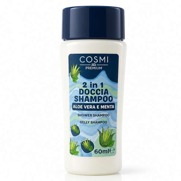 COSMI ITALIA Cosmi Bagnoschiuma Shampoo 2in1 Travel 60ml - Menta e Aloe - MegaPrezzo
