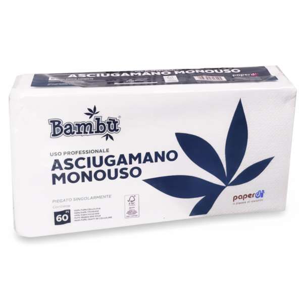 Paperdì Bambù Asciugamani Monouso Pura Cellulosa 34x68cm - 60pz