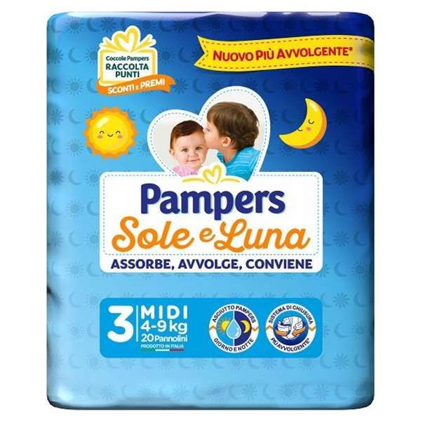 Pampers Sole e Luna Pannolini 3 Midi 4-9Kg - 20pz