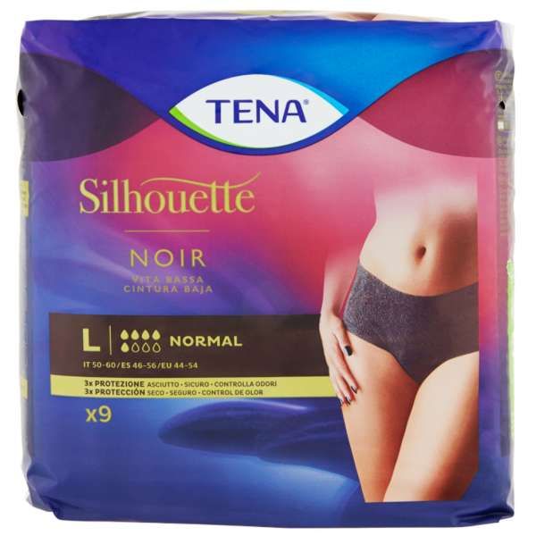 Tena Lady Silhouette Noir Normal Large - 9pz