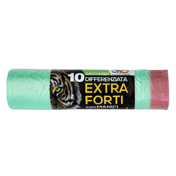 Sacchi per Differenziata con Manici 90 Litri - Verde