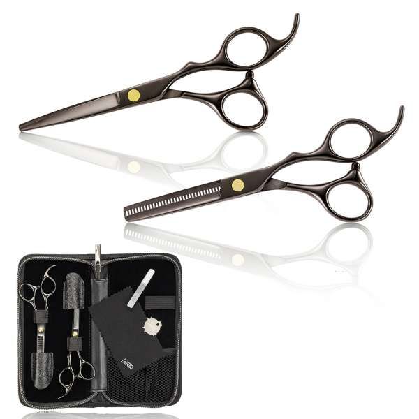 XANITALIA Lameo Stage Pro Kit Forbici Taglio e Sfoltire Black - 5.5" - MegaPrezzo