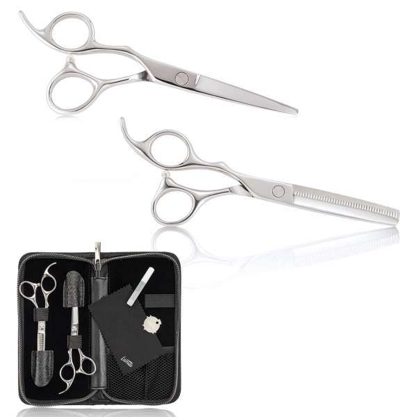 XANITALIA Lameo Stage Pro Kit Forbici per Mancini Taglio e Sfoltire Silver - 5.5" - MegaPrezzo