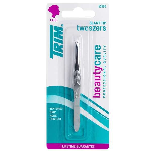 TRIM Trim Pinzetta Viso Impugnatura Zigrinata Punta Obliqua - MegaPrezzo