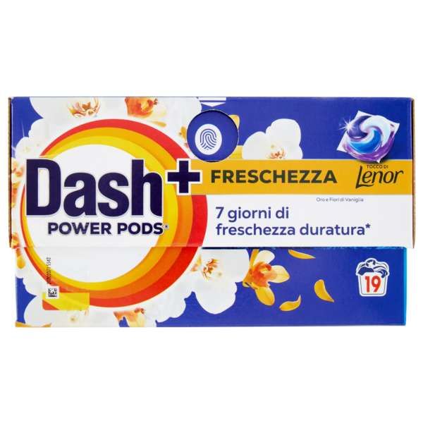 Dash Pods Power Detersivo Lavatrice 19pz - Oro e Vaniglia