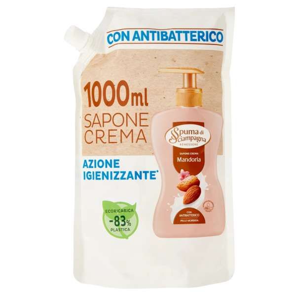 Spuma di Sciampagna Sapone Crema Ricarica 1000ml - Mandorla