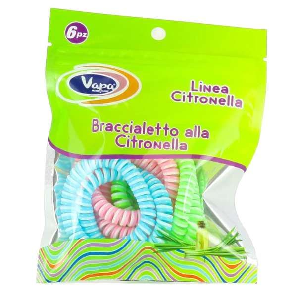 Vapa Braccialetti in Gomma Colorata alla Citronella - 6pz