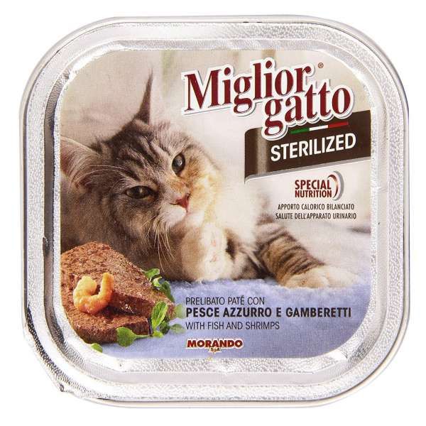 Migliorgatto Sterilized Patè 100gr - Pesce Azzurro e Gamberetti