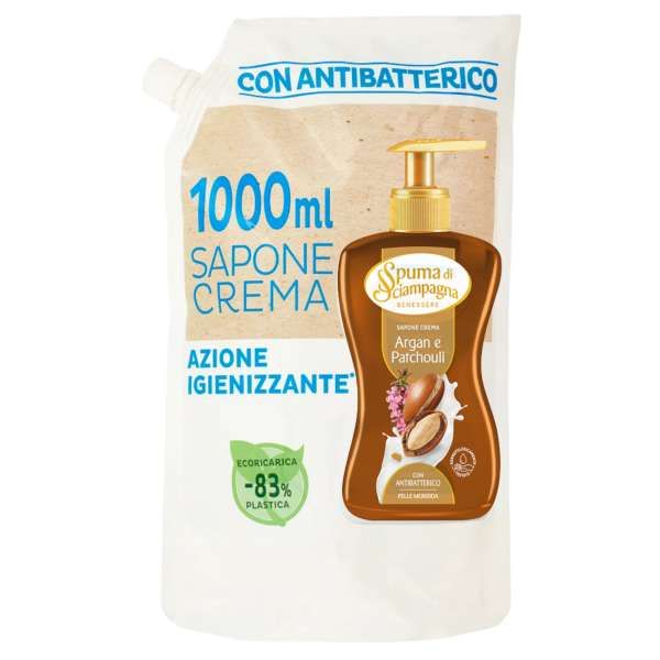 Spuma di Sciampagna Sapone Crema Ricarica 1000ml - Argan e Patchouli