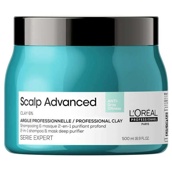 LOREAL PROFESSIONNEL Loreal Expert Scalp Advanced Anti-Oiliness 2-in-1 Purifier Clay Maschera Antisebo - 500ml - MegaPrezzo