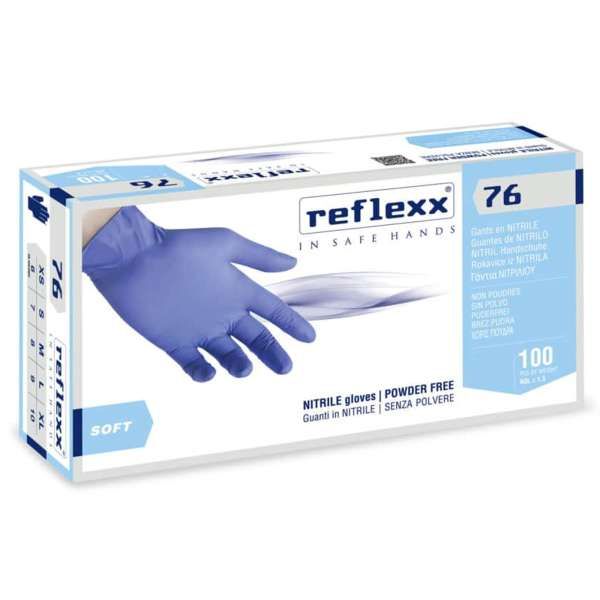 Reflexx 76 Guanti in Nitrile Blu Non Talcati - 100pz