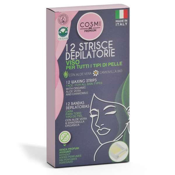 Cosmi Strisce Depilatorie Viso Tutte le Pelli 12pz - Aloe e Camomilla