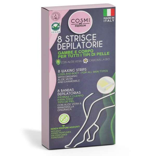 COSMI ITALIA Cosmi Strisce Depilatorie Gambe e Corpo Tutte le Pelli 8pz - Aloe e Camomilla - MegaPrezzo