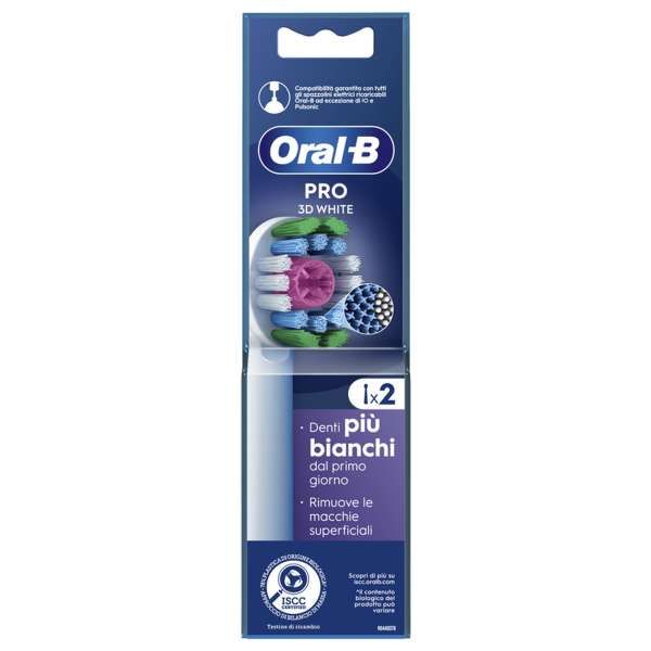 Oral-B Testine di Ricambio Pro 3D White - 2pz