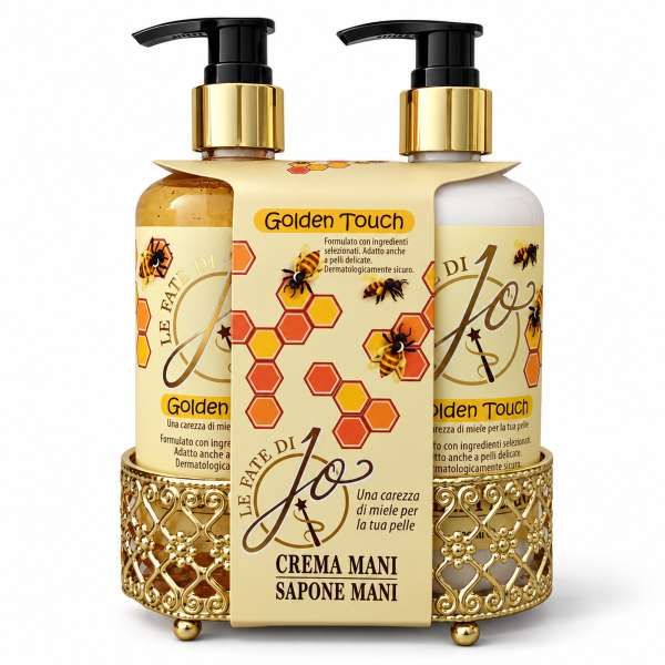 LE FATE DI JO Le Fate di Jo Cofanetto Golden Touch Vassoio Oro con Sapone e Crema Mani - MegaPrezzo