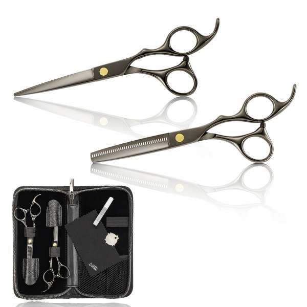 XANITALIA Lameo Stage Pro Kit Forbici Taglio e Sfoltire Black - 6.0" - MegaPrezzo