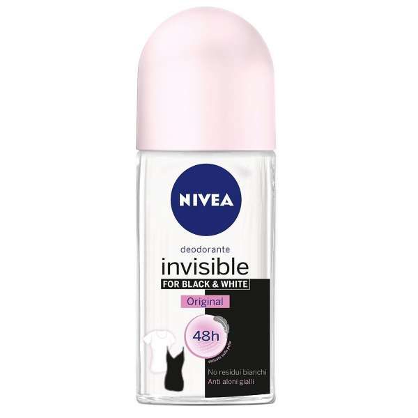 NIVEA Nivea Deodorante Roll-On Invisible Black e White Original - 50ml - MegaPrezzo