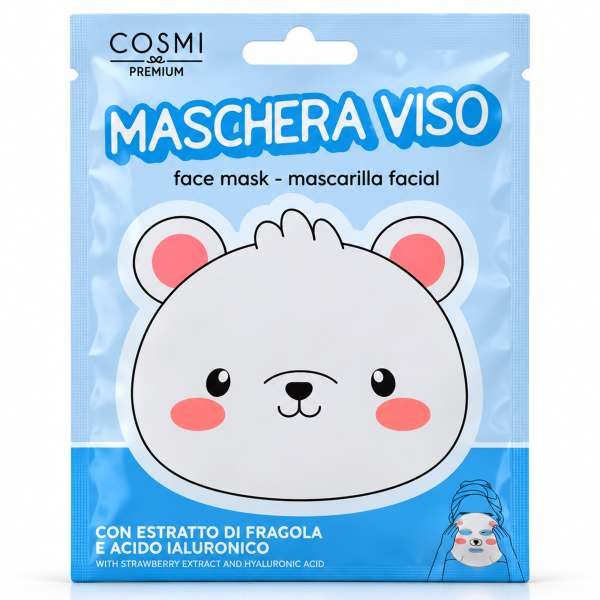 COSMI ITALIA Cosmi Maschera Viso in Tessuto - Orso Bianco - MegaPrezzo