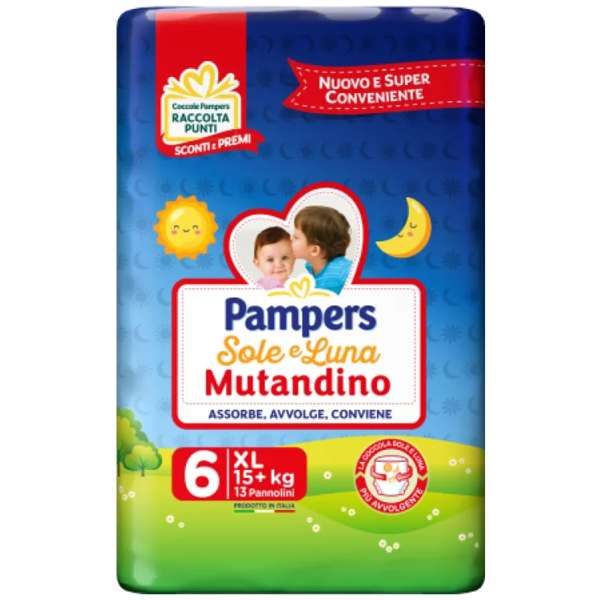 Pampers Sole e Luna Pannolini Mutandino XL - 13pz